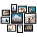 Americanflat 10 Piece Gallery Wall Frame Set in Black - Two 8x10 Frame, Four 7x5 Frames, Four 6x4 Frames - Collage Photo Frames for Wall with Horizontal and Vertical Formats for Wall and Tabletop