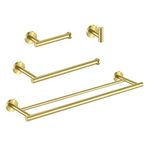 KES Bathroom Accessories Set 4-Piece 24 Inch Double Towel Rail Towel Holder Toilet Roll Holder Coat Hook Wall Mount SUS 304 Stainless Steel Brushed Brass, LA20BZ-43