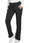 Dickies Dynamix Mid Rise Straight Leg Drawstring Scrub Pant, S Petite, Black