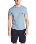 Nautica Men's Solid Crew Neck Short-Sleeve Pocket T-Shirt, Deep Anchor Heather, Large