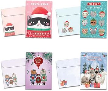 Tree-Free Greetings 16 Pack 5”x7” Holiday Card Assortment with Matching Envelopes,Made in USA,100% Recycled Paper,Cat Lover's Christmas (GP60506)