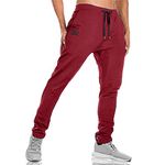 BROKIG Mens Joggers Sport Pants, Casual Gym Workout Sweatpants with Double Pockets (Small, Red)