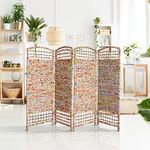 Oriental Furniture 4 ft Tall Recycled Magazine Room Divider, 4 Panels