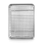 12.5 Inch Baking Pan with Rack Set, Joyfair Quarter Stainless Steel Toaster Oven Tray with Cooling Rack for Cookies/Meats/Bacon, Heavy Duty & Commercial Grade, Mirror Finish & Dishwasher Safe