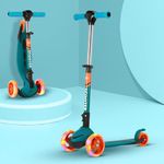 AMAZON BRAND JAM & HONEY 3 Wheel Kids Scooter with RGB Light-UP Wheels,Foldable Design & Height Adjustment-BIS Certified-Indoor & Outdoor USE,Blue/Orange (UP to 20 KG)
