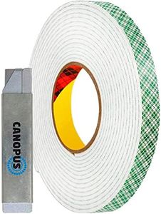 CANOPUS Double Sided Foam Tape for Craft and Card Making Projects, Heavy Duty Adhesive Mounting Tape 4016 (0.5in x 10yd)