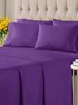 King 6 Piece Sheet Set - Breathable & Cooling Sheets - Hotel Luxury Bed Sheets - 1 Flat Sheet, 1 Fitted Sheet & 4 Pillowcases - Deep Pocket - Easy Fit - Comfy, Soft & Wrinkle Free - King Purple Sheets