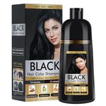 Black Hair Dye Shampoo for Men&Women,Hair Colour Shampoo for Gray Hair and Beard,3-in-1 Herbal Hair Dye Shampoo, Semi-Permanent, 500ml/Natural Plant