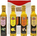 Olive Oil Gift Set, Gourmet Italian Tasting Set with Luxury Gift Box Included, White Truffle, Lemon, Porcini, Oregano Olive Oil's, 4 bottles x 8.5 fl.oz (250ml), Naturally Infused Flavored Extra Virgin Olive Oil for Dipping & Tasting, All Natural, BASSO 1904