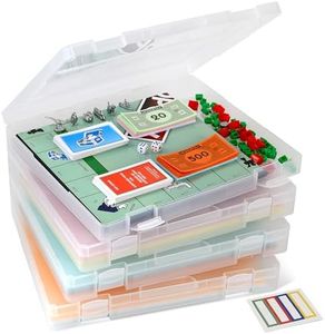 4-Pack Art & Craft Organizer Storage Case - Semi Transparent Stackable Plastic Craft Storage Container, Project Organizer Box Paper Custom Size Fit 8.5 x 11 Paper & More 12.4 x 10.8 x 1.7 In