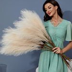 FOTEEWL 8 PCS Faux Pampas Grass Decor 38"/3.1FT Tall Fake Pompas Floral Large Artificial Pompous Grass Branches Plants for Floor Vase Filler Home Boho Decoration (Cream/Beige)