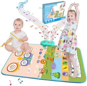 Musical Toys for Toddlers, 3 in 1 Piano,Animals Sounds & Drum Mat, Kids Music Sensory Play Mat Baby Toys, Early Educational Learning Musical Toy Piano Mat, First Birthday Gifts for Girls Boys (Blue)