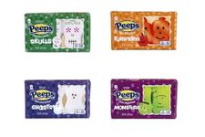 Peeps Halloween Marshmallow Candy, Sugar Coated Spooky Shapes: Ghosts, Monsters, Skulls and Pumpkins, Pack of 4