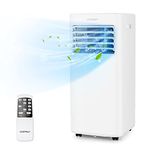 COSTWAY 7000/9000BTU Portable Air Conditioner, 4 in 1 Mobile Cooler, Dehumidifier, Fan with Sleep Mode, 24H Timer, 2 Fan Speed, Remote Control, LED Display, Child Lock & Window Kit (9000BTU)