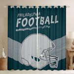 Erosebridal Football City Blackout Curtains American Football Fans Curtains & Drapes 42''Wx84''L,Sports Team Football Player Curtains for Boys Girls Ball Game Window Curtains(Philadelphia)