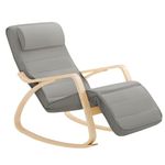 SoBuy Comfortable Relax Rocking Chair with Foot Rest Design, Lounge Chair, Recliners Poly-cotton Fabric Cushion (FST16-DG)