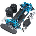 MOHERO Aluminium Alloy &Carbon Fiber Shaft Drive 1/10 RC Touring Car Chassis Frame Body Kit with 4 Wheels for TT01 TT01E