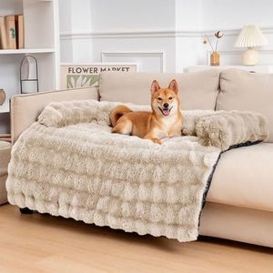 FUNNY FUZZY Dog Couch Bed, Calming Luxurious Large Pet Sofa Cover Washable