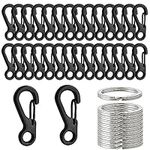 40 PCS Mini Carabiner Clip with Keyrings Set Quick Release Keychain Clip Metal Spring Snap Keyring Hook for Camping Traveling Hiking Outdoor Survival Gear