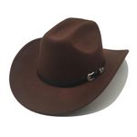 Willheoy Classic Cowboy Hat for Men Women Western Cowgirl Hats Felt Fedora Hat with Buckle Belt Cowboy Costume Coffee