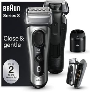 Braun Electric Razor for Men Series 8 8577cc Foil Shaver with Precision Beard Trimmer, SmartCare Center, Portable Charging PowerCase, 1 item