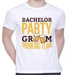 CreativiT Graphic Printed T-Shirt for Unisex Bachelor-Party-Groom-Drinking-Team Tshirt | Casual Half Sleeve Round Neck T-Shirt | 100% Cotton | D00506-33_White_XXX-Large