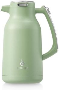 IDEUS Thermal Coffee Carafe 68oz (2,000ml), Stainless Steel Double Wall Insulated Vacuum Flask, Water Jug Coffee Server and Beverage Dispenser, Heat and Cold Retention (Avocado, 68oz (2,000ml))