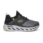 Skechers Arch Fit Glide-Step Lace Up Shoes For Men - Removable Arch Fit Insole Glide-Step Geometric Cushioned Midsole Mesh & Synthetic Upper Running Shoes Grey, 8 UK