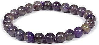 rocksmins Amethyst Purple Bracelet Natural Original Crystal Real Stone Reiki Crystal Healing Love Positive Energy Attraction Stylish for Men Women Boy Girl Unisex 8mm Beads Stretchable