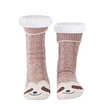 WOTENCE Women Slipper Socks Soft Warm Fleece Lined Cute Animal Winter Non Slip Socks for Women Girls(Sloth)…