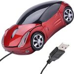 UnisonPet Car Kids Mouse Small Cool Sports Wired Mouse for Kids Wired Kids Computer Mouse with USB Receiver and 1000DPI 2 Headlights for School Laptop Computer or Office Home School Gift (Red)