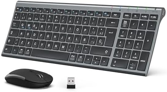 iClever GK03 - Combo de Teclado y Ratón Inalámbricos: QWERTY Español, Conectividad Silenciosa 2.4G, Recargable por USB-C, Diseño Compacto y Delgado - Ideal para iMac/PC/Portátil, Escritura Cómoda