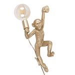 MiniSun Modern Gold Monkey Holding Light Bulb Design Wall Light - Complete with a 6w LED Filament Globe Bulb [2700K Warm White]