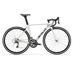 SAVADECK Carbon Road Bike, Warwinds3.0 700C Racing Bicycle Carbon Fiber Frame Carbon fork and seat post with SORA 18 Speed Derailleur System and Double V Brake (White, 54cm)