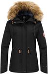 Wantdo Women's Winter Coat Ski Jacket Winter Jacket for Women Waterproof Winter Snow Coat Black L