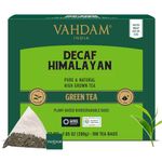 VAHDAM, Decaf Himalayan Green Tea Bags (100 Pyramid Tea Bags) Caffeine Free, Gluten Free | High Grown Decaf Green Tea | Resealable Ziplock Pouch | Pyramid Tea Bags