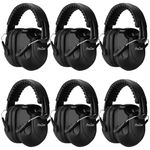 ProCase SNR 34dB Noise Reduction Ear Muffs, Adjustable Noise Cancelling Headphones for Adults Kids Autism, Sound Proof Ear Protection for Shooting Construction -6 Packs, Black