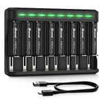 BONAI AA Rechargeable Batteries High Capacity 2800mAh 8-Pack with Smart Battery Charger for AA AAA C D NiMH Batteries