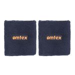 Omtex Wrist Band Pack of 2 for All Sports and Activities (Navy Blue - 3 Inch)