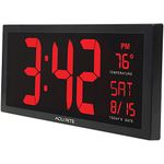 AcuRite 75127 Oversized Led Clock with Indoor Temperature, Date and Fold-Out Stand, 14.5-Inch