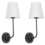 GLADFRESIT Modern Wall Light Set of 2 White Fabric Shade Wall Sconce Hardwired Indoor Wall Lamp for Living Room Dining Room Bedside Reading