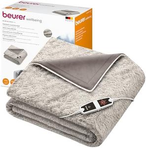 Beurer HD150 XXL UK Cosy Nordic Electric Blanket with 6 Temperature Settings, Soft Heated Throw with Luxurious Faux Fur, Automatic Switch-Off & Safety System, Machine-Washable, 200 x 150 cm