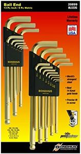 Bondhus 20899 Inch/Metric GoldGuard Plated Ball EndL-Wrench Double Pack 37937 (.050-3/8) & 38099 (1.5-10mm), multi, one size