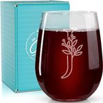 On The Rox Drinks Monogrammed Gifts For Women and Men - Letter A-Z Initial Engraved Monogram Stemless Wine Glass - 17 Oz Personalized Wine Gifts For Women and Men (J)