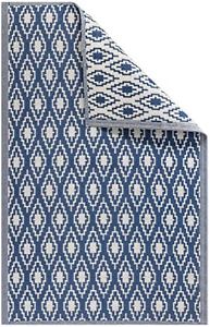 JEMIDI Tappeto Esterno Terrazzo 120x180 cm - Tappeti Esterni Giardino Grandi - Arredamento Salotto Moderno - Lavabile Pelo Corto Blu Scuro - Boho Chic
