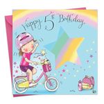 Twizler 5th Birthday Card For Girl with Bicycle – Age 5 Birthday Card – Age 5 Card – Age 5 Girls Gifts – Childrens Birthday Card – Girls Birthday Card – Happy Birthday Card