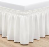 RIMELA Ivory King Size Bed Skirt 15 Inch Drop, Elastic Bed Skirts Cal King Dust Ruffle, Ivory Bedskirt for Adjustable Bed Base Solid Fade Resistant Silky Fabric Machine Washable Easy to Install