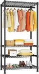 Ulif H2 Heavy Duty Clothes Rack, Freestanding 4 Tiers Garment Rack for Hanging Clothes with Shelves and Hangers, Closet Organizers and Storage Metal Closet Wardrobe System, Max Load 500 LBS, Black