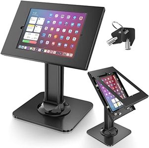 AboveTEK Anti-Theft iPad Kiosk Stand – POS iPad Security Stand & Locking Tablet Stand – Heavy Duty Base, 360° Swivel, 75° Tilt Bracket – Retail Business for iPad/iPad Air/iPad Pro (Black)