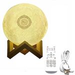 Tacitus Quran Lamp Speaker Light, Portable Wireless 3D Moon Quran Bluetooth Speaker Touch Lamp,7 Colors with Remote Control, Moonlight LED Light Gifts for Muslim Ramadan